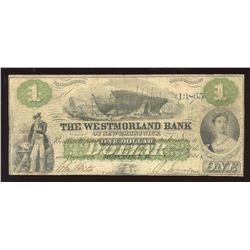 Westmorland Bank $1, 1861 - Trites Signature