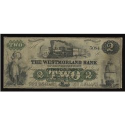 Westmorland Bank of New Brunswick $2, 1861