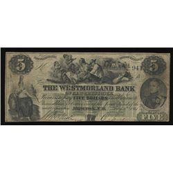 Westmorland Bank of New Brunswick $5, 1861