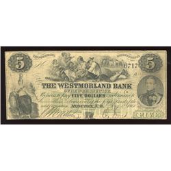 Westmorland Bank $5, 1861