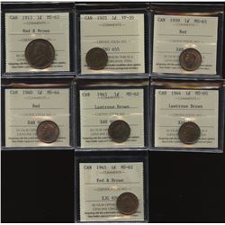 One Cent ICCS Graded Lot of 7