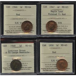 One Cent ICCS Graded Lot of 4