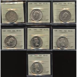 Fifty Cents ICCS Graded Lot of 7