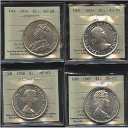 Silver Dollar ICCS Graded Lot of 4