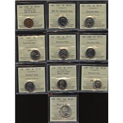 Lot of 10 ICCS Graded Coins with Rotated Dies