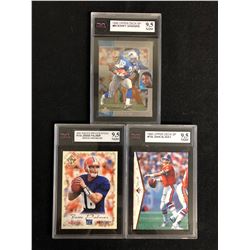 KSA GRADED FOOTBALL CARD LOT (SANDERS/ PALMER/ ELWAY)