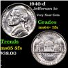 Image 1 : 1940-d Jefferson Nickel 5c Grades Choice Unc+ 5fs