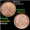 Image 1 : 1927-p Lincoln Cent 1c Grades Select+ Unc BN