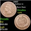 Image 1 : 1867 Indian Cent 1c Grades vg+
