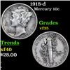 Image 1 : 1918-d Mercury Dime 10c Grades vf++