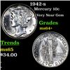 Image 1 : 1942-s Mercury Dime 10c Grades Choice+ Unc