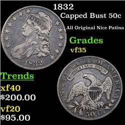 1832 Capped Bust Half Dollar 50c Grades vf++