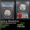 Image 1 : PCGS 1951-p Wash/Car Old Commem Half Dollar 50c Graded  ms64 by PCGS