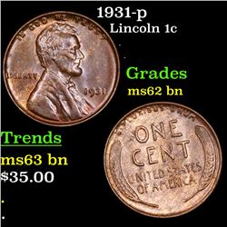 1931-p Lincoln Cent 1c Grades Select Unc BN