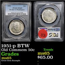 PCGS 1951-p BTW Old Commem Half Dollar 50c Graded ms65 By PCGS