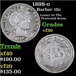 1898-o Barber Dime 10c Grades vf++