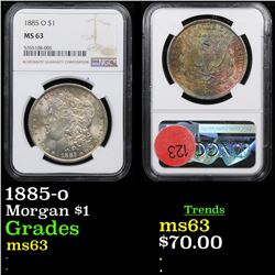 NGC 1885-o Morgan Dollar $1 Graded  ms63 By NGC