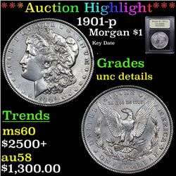 ***Auction Highlight*** 1901-p Morgan Dollar $1 Graded Unc Details By USCG (fc)