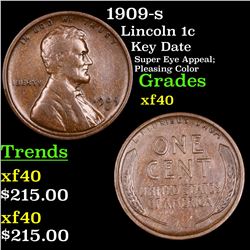 1909-s Lincoln Cent 1c Grades xf