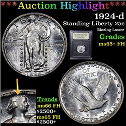***Auction Highlight*** 1924-d Standing Liberty Quarter 25c Graded GEM+ FH By USCG (fc)