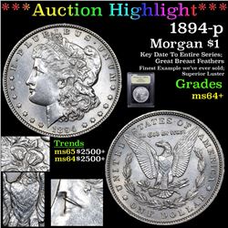 ***Auction Highlight*** 1894-p Morgan Dollar $1 Graded Choice+ Unc By USCG (fc)