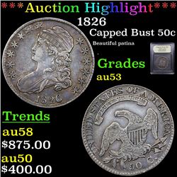 ***Auction Highlight*** 1826 Capped Bust Half Dollar 50c Graded Select AU By USCG (fc)
