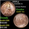 Image 1 : 1918-p Lincoln Cent 1c Grades Select+ Unc BN