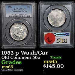 PCGS 1953-p Wash/Car Old Commem Half Dollar 50c Graded  ms65 by PCGS