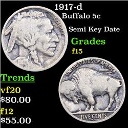 1917-d Buffalo Nickel 5c Grades f+
