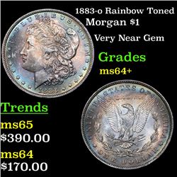 1883-o Rainbow Toned Morgan Dollar $1 Grades Choice+ Unc