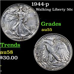1944-p Walking Liberty Half Dollar 50c Grades Choice AU