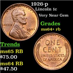 1926-p Lincoln Cent 1c Grades Choice+ Unc RB