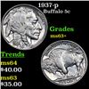 Image 1 : 1937-p Buffalo Nickel 5c Grades Select+ Unc