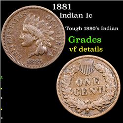 1881 Indian Cent 1c Grades vf details