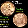1929-p Lincoln Cent 1c Grades Gem+ Unc RD