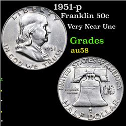 1951-p Franklin Half Dollar 50c Grades Choice AU/BU Slider