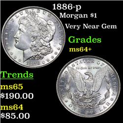 1886-p Morgan Dollar $1 Grades Choice+ Unc
