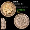 Image 1 : 1862 Indian Cent 1c Grades f+
