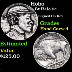 Hobo Buffalo Nickel 5c Grades Hand Carved
