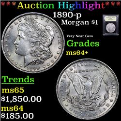***Auction Highlight*** 1890-p Morgan Dollar $1 Graded Choice+ Unc By USCG (fc)