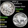 Image 1 : 1921-p Buffalo Nickel 5c Grades vf++