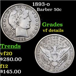 1893-o Barber Half Dollars 50c Grades vf details