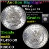 Image 1 : ***Auction Highlight*** 1881-o Morgan Dollar $1 Graded Choice+ Unc By USCG (fc)