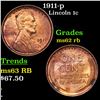 Image 1 : 1911-p Lincoln Cent 1c Grades Select Unc RB