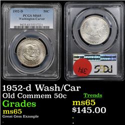 PCGS 1952-d Wash/Car Old Commem Half Dollar 50c Graded  ms65 by PCGS