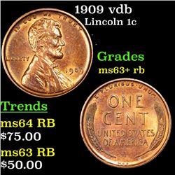 1909 vdb Lincoln Cent 1c Grades Select+ Unc RB