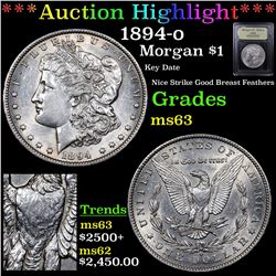 ***Auction Highlight*** 1894-o Morgan Dollar $1 Graded Select Unc By USCG (fc)