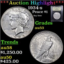 ***Auction Highlight*** 1934-s Peace Dollar $1 Graded Select AU By USCG (fc)