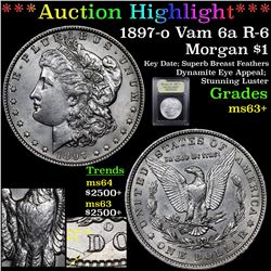 ***Auction Highlight*** 1897-o Vam 6a R-6 Morgan Dollar $1 Graded Select+ Unc By USCG (fc)