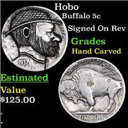 Hobo Buffalo Nickel 5c Grades Hand Carved